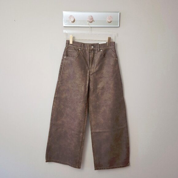 NWT Free People high rise, wide barrel distressed vegan leather pant, 27 - Picture 14 of 16